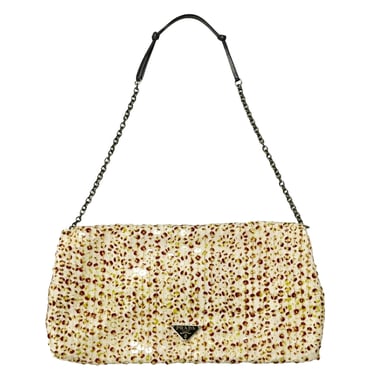 Prada Ivory Satin Sequin Shoulder Bag