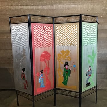 Vintage 4-Panel Folding Screen (Tacoma)