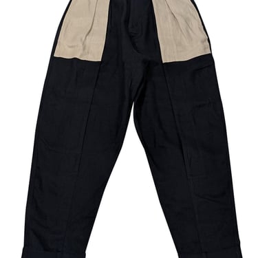 Equipment - Black Linen Trousers w/ Beige Pockets Sz 8