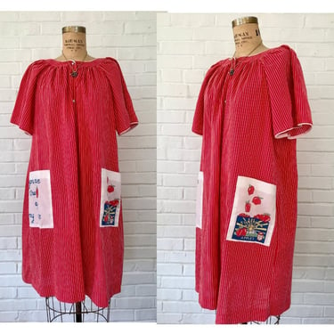 1980's Red Apple Distressed House Dress 