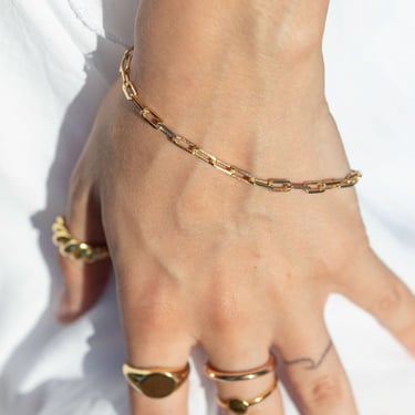 18kt Gold Filled Paperclip Chain Bracelet, Paper Clip Chain Bracelet, Gold Paperclip Chain Bracelet, Link Chain Bracelet 