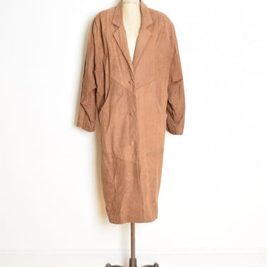 vintage 90s coat ADVENTURE BOUND Wilsons leather suede brown long jacket L XL clothing 