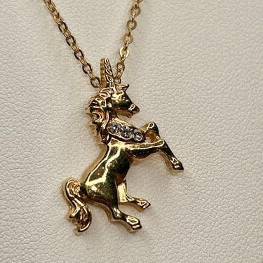 Vintage Unicorn Necklace Rhinestone Accent  Avon Retro Fashion Jewelry 