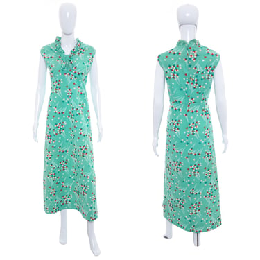 1960's Sears Fashions Mint Confetti Print Maxi Dress Size XXL