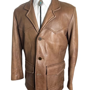 Vintage 1960s Leather Ranch Jacket ~ size 40 / Medium ~ Deerskin ~ Western / Cowboy 