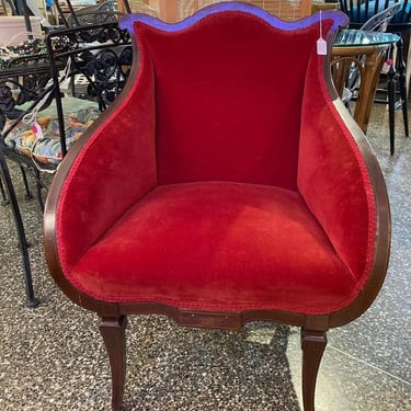 Red velvet chair  27.5” x 24” x 35” seat height 17” Call 202-232-8171 to purchase