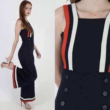 70s Joshua Tree Bell Bottom Jumpsuit / 1970s Americana 4th Of July Playsuit 