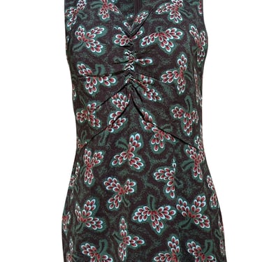 Rachel Comey - Green & Maroon Print Sleeveless Blouse Sz 8