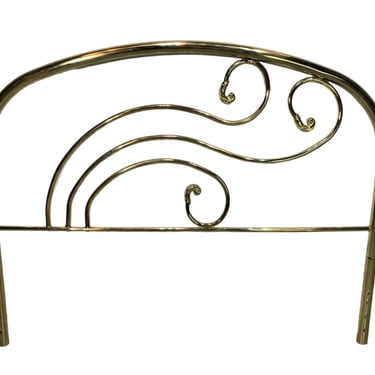 1980s Art Deco Revival Tubular Brass Italian Queen Bed Headboard in the Style of Luciano Frigerio 