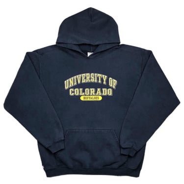 Vintage 90s University of Colorado Buffaloes Made in USA Collegiate Hoodie Sweatshirt Pullover Size Large/XL 