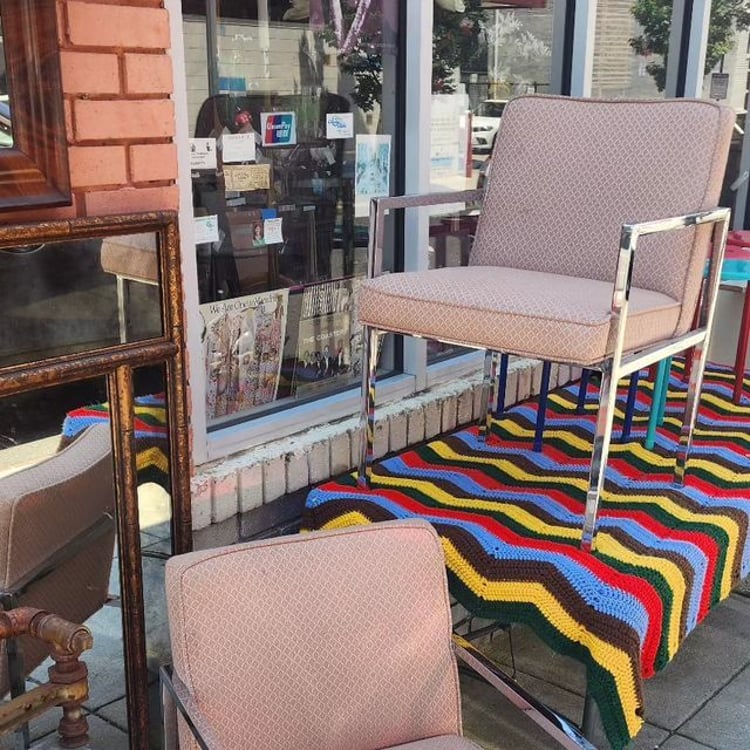 Milo Baughman Style Inspired Mid Century Modern Armchair. Polished Chrome Frame, Upholstered Back and Seat. Two of Four.