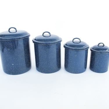 Vintage Tupperware Blue Canister Set, Servalier, Set of 4