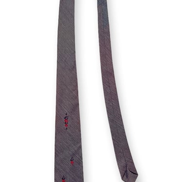 Vintage 1950s ATOMIC Style Necktie ~ Embroidered ~ Rockabilly ~ VLV ~ Tie 
