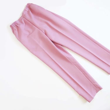 Vintage 90s Lavender Purple Pink Pants S M - Pastel Elastic High Waisted Trousers- 90s Clothing - Kawaii - Solid Color 