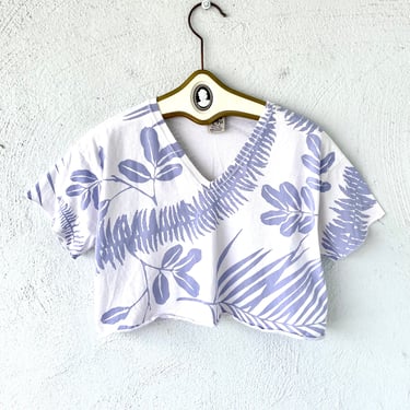 Vintage 80s 90s Hawaiian Fern CropTop Hawaii Plant Tshirt Oversized Shirt 