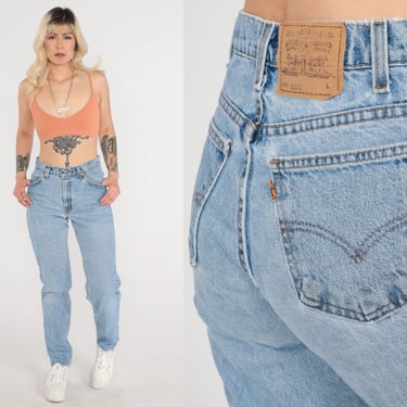 90s Levis Jeans Levi 950 Mom Jeans Tapered Slim High Rise Waist Jeans Denim Pants 1990s Vintage High Waisted Blue 10950 Small Medium 