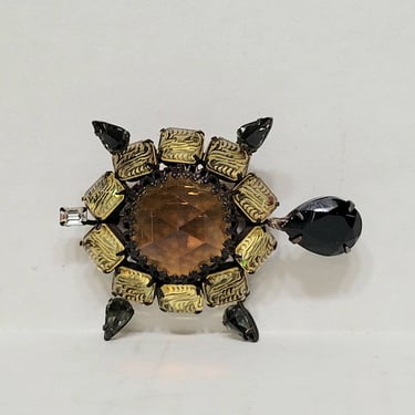 Vintage Turtle Brooch - Mid Century Costume Jewelry 