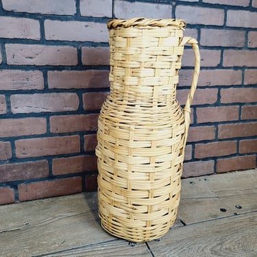 Vintage Tall Wicker Pitcher Basket Umbrella Basket 