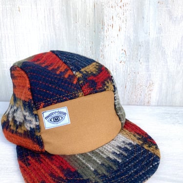 Baseball Cap Wool Hat Handmade 5 Panel Hat Snapback Hat Five panel hat Camper cap Baseball Hat 5panel Handmade Gift Navy Variegated Stripe 