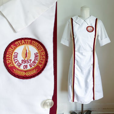 Vintage 1970s Nurse Uniform Dress / 1950s Nursing Student Uniform // S/M 