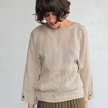 Natural Dolman Linen Top (M)