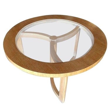 Round Scandinavian Spindle Coffee Table in Oak with Glass Top 