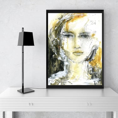 Expressive Portrait of a Woman - Female Fine Art Painting - Contemporary Style - One of a Kind - Expressionist Art - 12x16 - Ready to Frame 