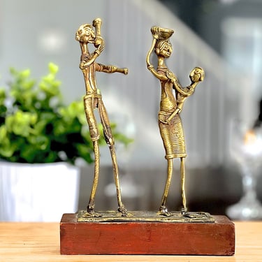VINTAGE: African Collectable Loss Wax Brass Figurine - African Tribal Art Gold Weight - SKU 00035673 