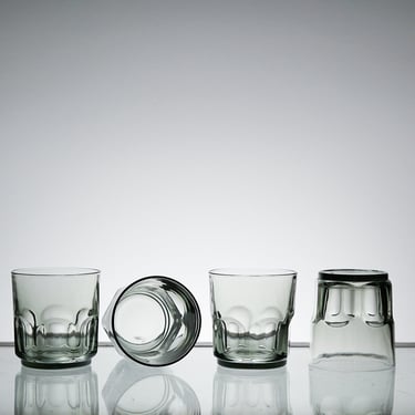 Mid Century Modern Glass Set, Gray Tumbler Set of 4, MCM Vintage Bar Cart  Vintage Glassware , New Years Eve Party 