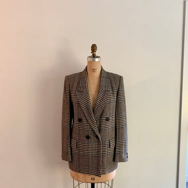 Vintage 1980s Hermes Paris wool houndstooth blazer-size 40 