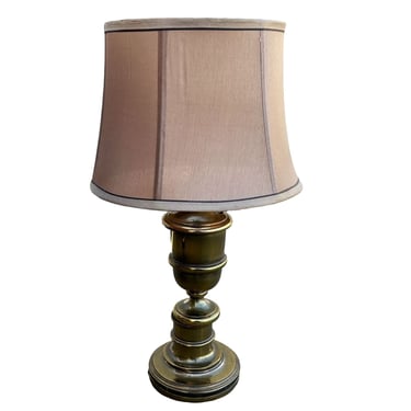 Hollywood Regency Brass Stiffel Style Table Lamp w/ Shade 