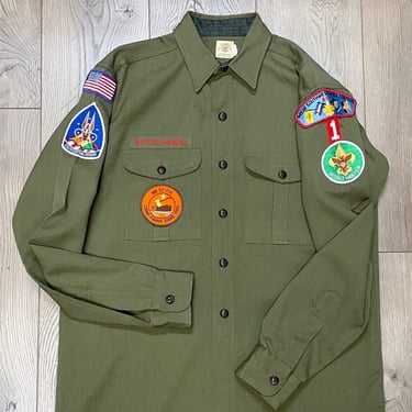 1980s Club Master Boy Scouts of America Long Sleeve Uniform Shirt w Patches | Vintage, Costume, Halloween, Collectible, USA 