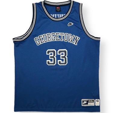 Vintage 90s Nike Team Georgetown University Hoyas Blue Patrick Ewing #33 Embroidered Basketball Jersey Size XXL 