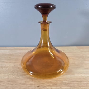 Mid Century Amber Decanter Glass Vase 
