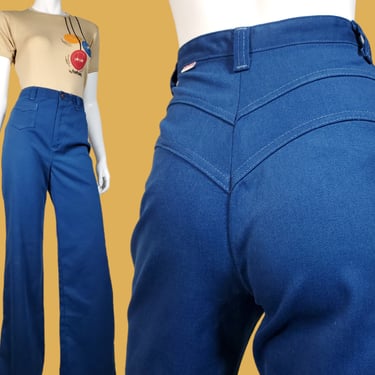 70s vintage DITTOS pants jeans high rise truly iconic 1970's blue twill double yoke ( 