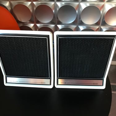 50151549 - PAIR BW SPACE AGE SHELF SPEAKERS - GENEREAL ELECTRIC - LISTEN - SOUND