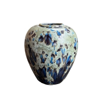 Midcentury Drip Glaze Pottery Vase 
