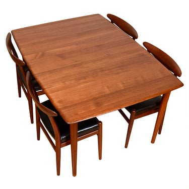 Solid Teak Danish Modern Expanding Dining Table by Johannes Aasbjerg