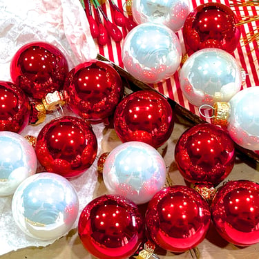 VINTAGE: 25pc - Small Glass Ornaments - Christmas Bulbs - Holiday Ornaments - Decorations - Crafts - SKU 00034565 