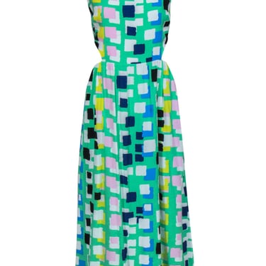 Corey Lynn Calter - Green &amp; Multicolor Square Print Maxi Dress w/ Cutouts Sz M