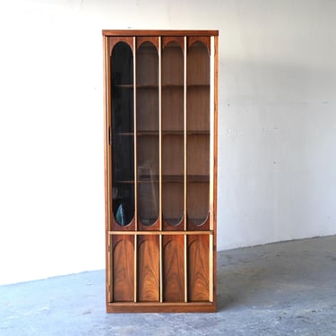 Mid-Century Danish Modern Walnut & Rosewood  Curio Display China Cabinet 