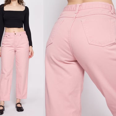 90s Blush Pink High Waisted Jeans - Petite Medium, 28.5" | Vintage Newport News Pastel Denim Tapered Leg Mom Jeans 