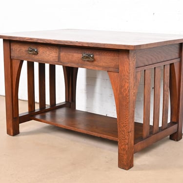 Limbert Antique Mission Oak Arts & Crafts Desk or Library Table, Circa 1910