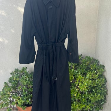 Vintage Giorgio Armani black cotton coat lined pockets Sz 38 made in Hong Kong 