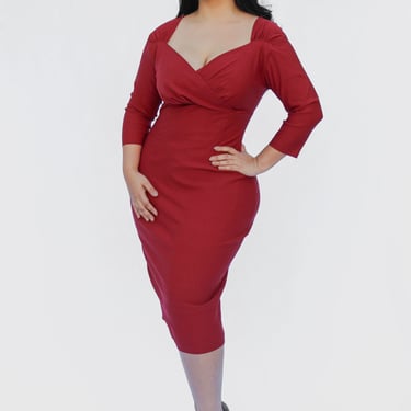 Fitted Burgundy Bodycon Dress XS-3XL 