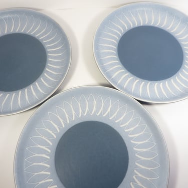 Vintage Denby Echo Blue Dinner Plates - Set of 3 Denby Echo Blue Plates 