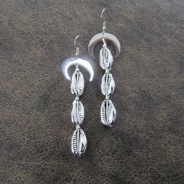 Unique silver cowrie shell earrings 2 