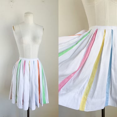 Vintage 1960s White & Patel Rainbow Pleated Mini Skirt / XS 