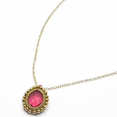 Danielle Welmond | Caged Pink Quartz w/ Gold Cord and Gold Pyrite