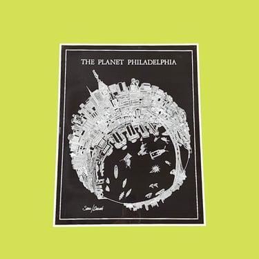 Vintage The Planet Philadelphia Print 1980s Retro Size 28x22 Contemporary + Sacco/Ehrlich + Black + White + Paper + Philly Wall Art 